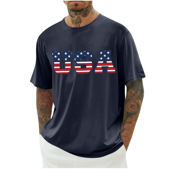 Awdenio Mens T-shirt Print Round Neck Casual Fashion Short Sleeve Round-Neck Blouses Shirts Perfect for Summer Outdoor Streetwear, Urban Leisure