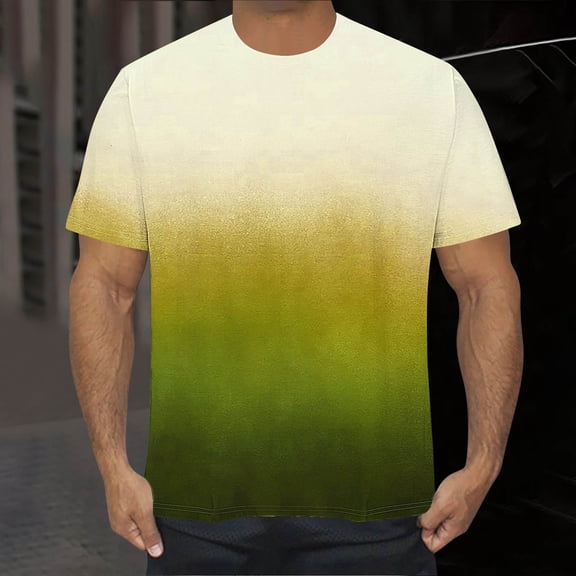 Awdenio Mens T-shirt Printed Round Neck Short Sleeved Top Short Sleeve Round Neck Blouses Shirts Comfortable & Athletic Fit,Green,S