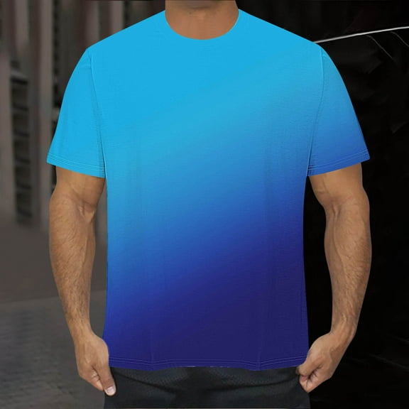 Awdenio Mens T-shirt Printed Round Neck Short Sleeved Top Short Sleeve Round Neck Blouses Shirts for Stylish Casual Wear,Sky Blue,2XL