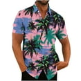 thumbnail image 1 of Awdenio Mens T-shirt Printing Button Casual Short Sleeve Turndown Collar Blouse Shirt Perfect for Everyday Wear and Outdoors Activities Hot, 1 of 3