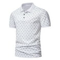 thumbnail image 1 of Awdenio Mens T-shirt Printing Button Turn-down Collar Short Sleeve Casual Blouse Shirt Machine Washable, Perfect for Summer Casual Wear, 1 of 4