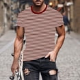 thumbnail image 1 of Awdenio Mens T-shirt Striped Casual Print Fashion Shirt Printed Short Sleeve Round-Neck Top for Stylish Casual Wear,Size M-4XL, 1 of 5