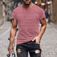thumbnail image 1 of Awdenio Mens T-shirt Striped New Fashion Casual T-shirt Print Sports Short Sleeve Round-Neck Blouses Shirts Durable, Stretch & Stylish,Size M-4XL, 1 of 5