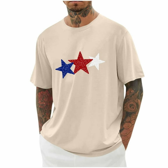 Awdenio Mens T-shirts 4th of July T-Shirt USA Print Independence Day Patriotic Tops Stars and Stripes Tees