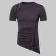 thumbnail image 1 of Awdenio Mens T-shirts Hem Casual T-Shirt Tops Solid Asymmetric Zipper Short Sleeve T-Shirt, 1 of 9