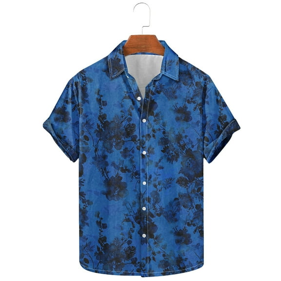 Awdenio Mens T-shirts Short Sleeve Casual Printed Button Down Tropical Shirt Summer Holiday Beach Hawaii Shirts,Size S