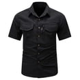 thumbnail image 1 of Awdenio Mens T-shirts Short Sleeve Durable Button Down Shirts with Pockets Regular-Fit Work Shirt, 1 of 5