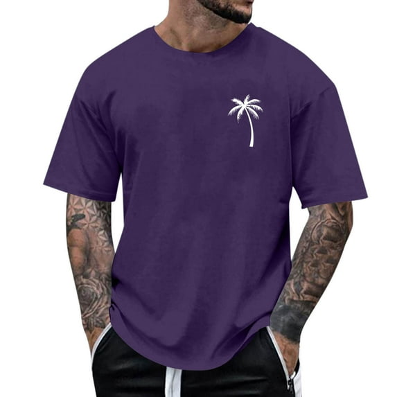 Awdenio Mens T-shirts Short Sleeve Shirts Oversized Cotton Vintage Washed T-Shirt Palm Tree Graphic Tees Summer Casual Tops
