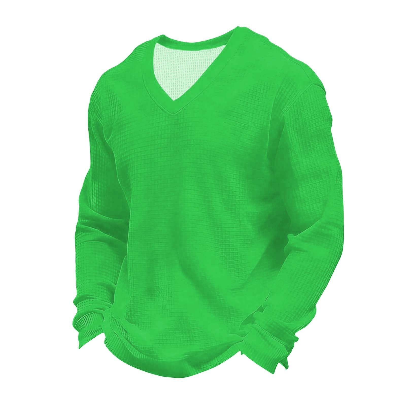 Awdenio Mens T-shirts Slim Fit V-Neck Long Sleeve T-Shirt Base Solid ...