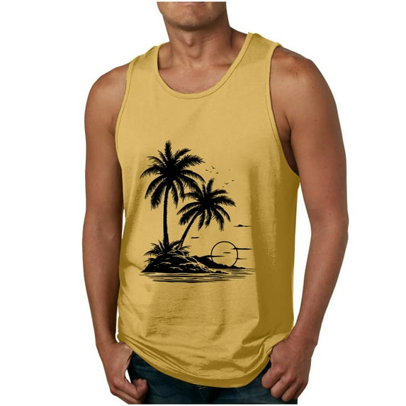 Awdenio Mens Tank Top Colorless Gradient Printing Round Neck Thin Strap Leakage Back Regular Casual Sports Tank Blouses Perfect for Sports and Outdoor Activities,Size S-4XL