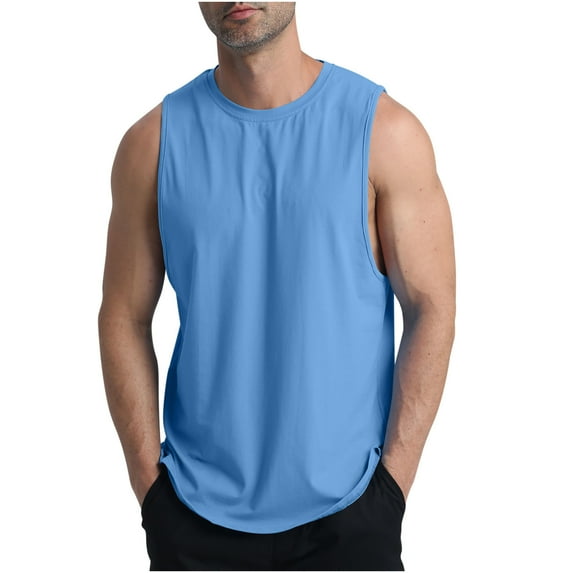 Awdenio Mens Tank Top Fashion Casual Solid Casual Fitness Sportswear Round-Neck Tank Top Perfect for Outdoor Activities,Size S-3XL