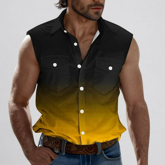 Awdenio Mens Tank Top Funny Vacation Tropical Beach Shirts Sleeveless Button Down Summer Clothes with Pockets