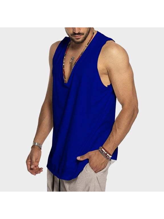 Mens Tank Top New Solid Vest Sleeveless Casual Sports Loose Vest V-Neck Tank Perfect for Adult Mens Casual Summer Clothing,Size M-3XL