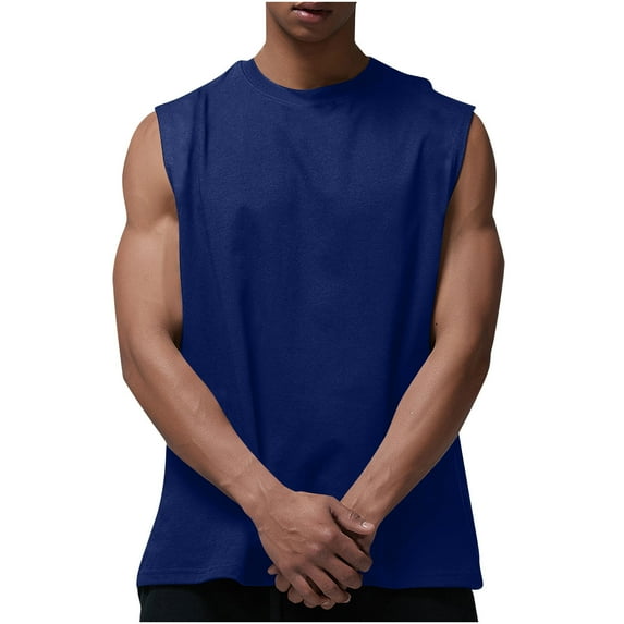 Awdenio Mens Tank Top Solid Fitness Sports Round Neck Large Tank Top Ideal for Stylish Adventures,Size S-2XL