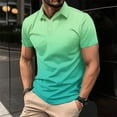 thumbnail image 1 of Awdenio Mens Tops Gradation Casual Printed Short Sleeve Turn Down Collar Buttons Side Split T-Shirt Blouse Tops Perfect for Summer Outdoors,Size M-4XL, 1 of 6