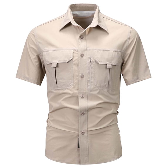 Awdenio Mens Tshirts Short Sleeve Durable Button Down Shirts with Pockets Regular-Fit Work Shirt