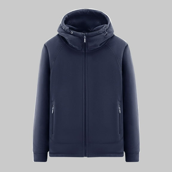 Awdenio Mens Winter Jacket Fleece Lined Softshell Jacket Hooded Windproof Lightweight Jacket Full Zip Warm Coat