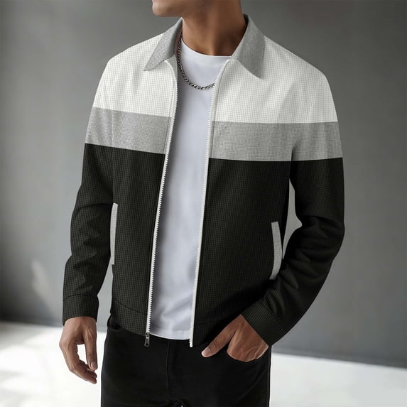 Awdenio Mens Winter Jacket Lightweight Jacket Casual Jacket Color Block Varsity Coat