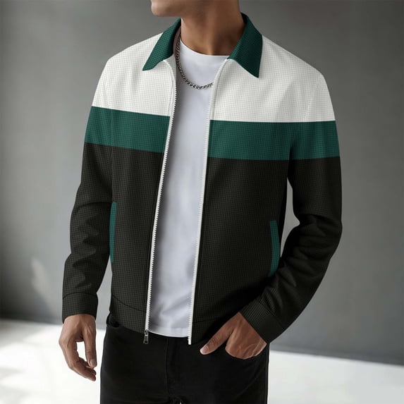 Awdenio Mens Winter Jacket Lightweight Jacket Casual Jacket Color Block Varsity Coat