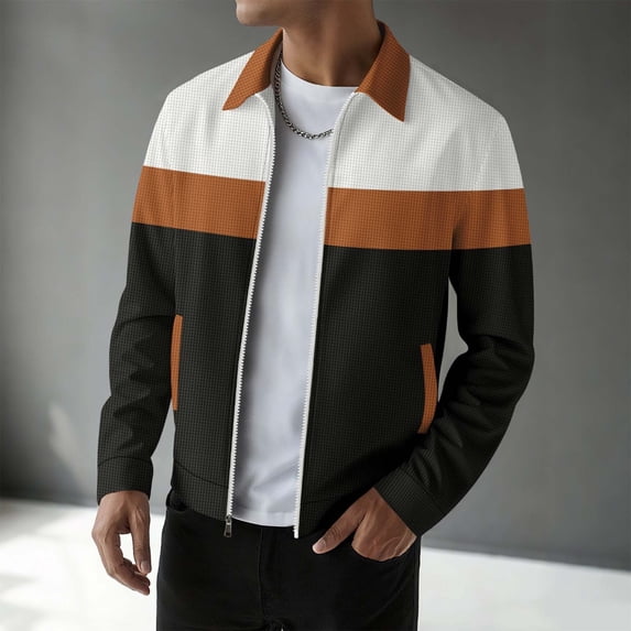 Awdenio Mens Winter Jacket Lightweight Jacket Casual Jacket Color Block Varsity Coat