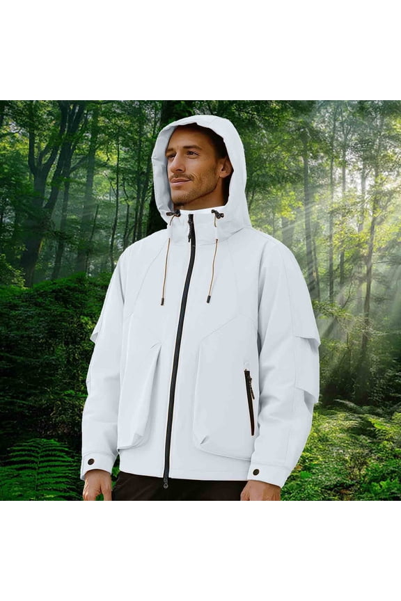 Mens Winter Jacket Lightweight Soft Shell Water proof Windproof Outdoor Hooded Zip Hiking Rain Coat