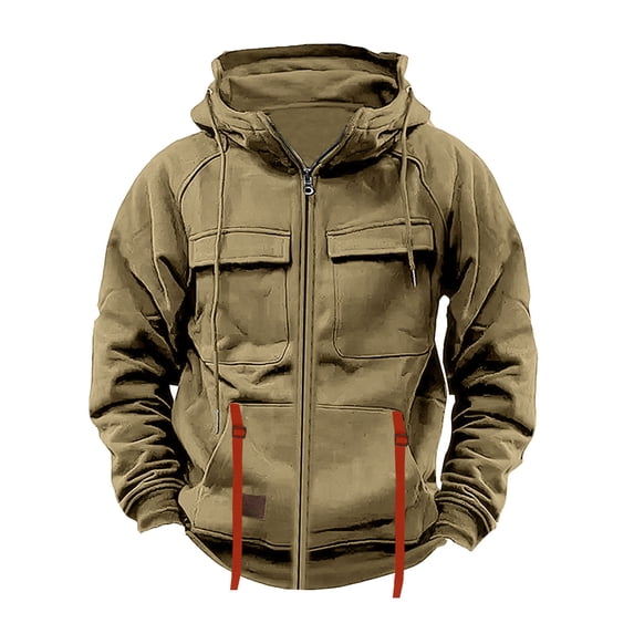 Awdenio Mens Winter Jacket Tactical Sweatshirt Zipper Cargo Pullover Hoodies Workout Gym Men Fashion Outdoor Hoodie
