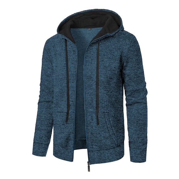 Awdenio Mens Winter Jacket Zip Up Long Sleeve Full Zipper Sherpa Fleece Lined Knit Cardigan Sweater Jacket with Pockets