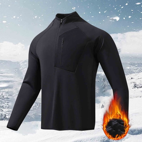 Awdenio Mens Winter Jacket Zipper Pullover Long Sleeve Golf Shirts for Golf Fishing Athletic