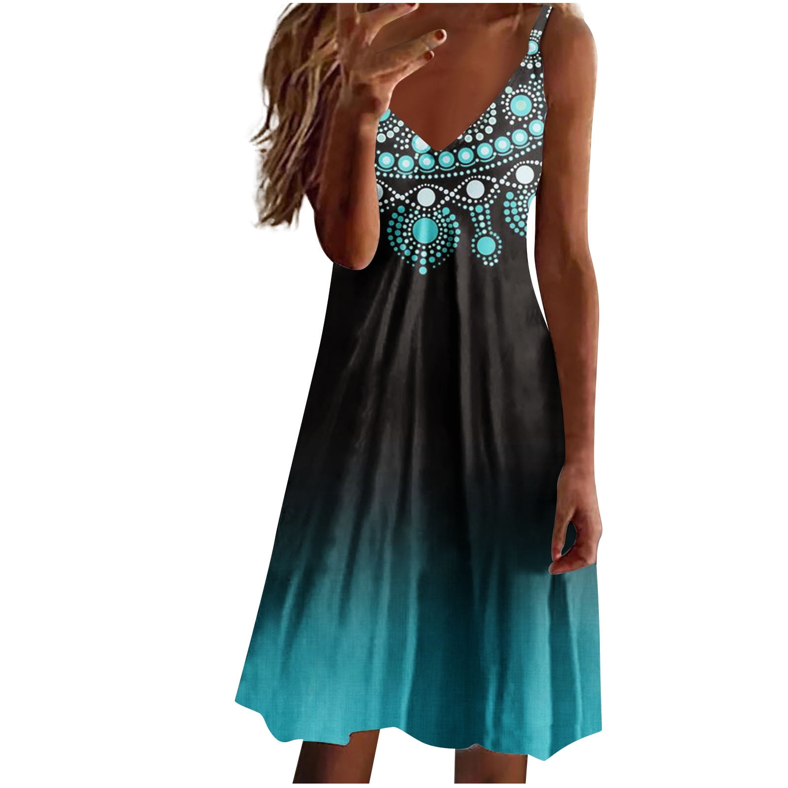 Awdenio Midi Dress Women's Casual Loose Sleeveless Loose Dresses