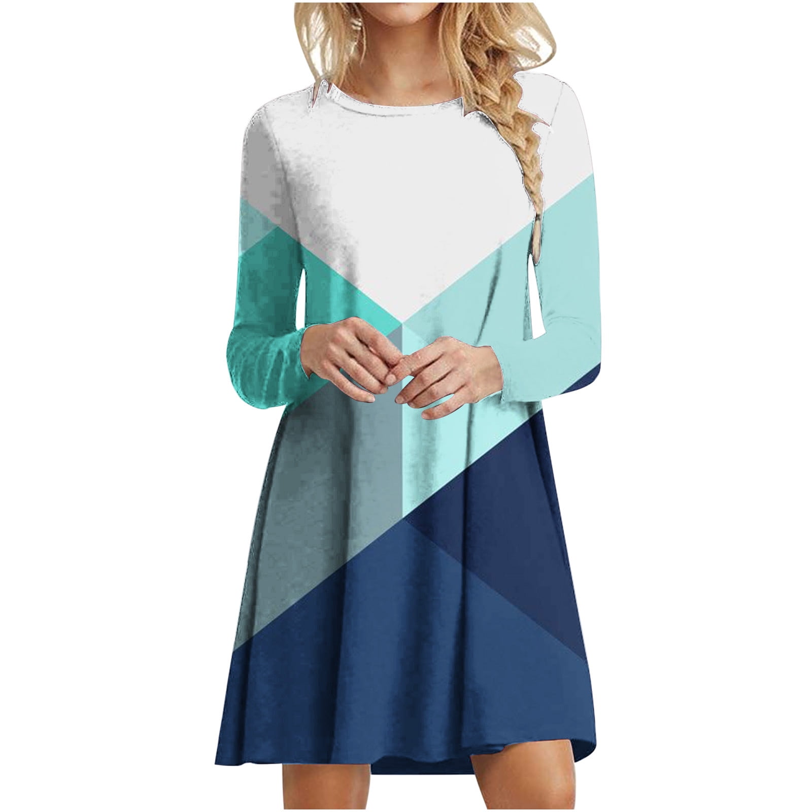 western midi dress Beige Western Geometric Print 3/4 Sleeve Loose Midi Dress – Addicted2Stuff