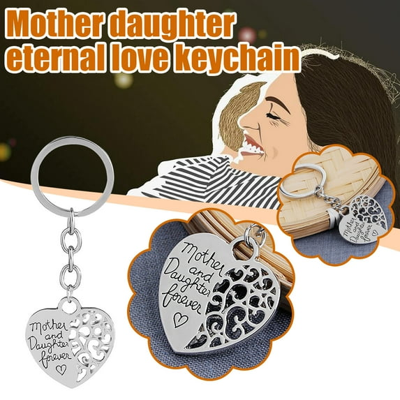 Awdenio Mother's Day Gift Love Between Mother Daughter Is Forever Heart Key Chain Ring for Family Women