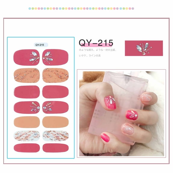 Awdenio Nail Art Accessories, Full Nail Wraps Nail Polish Strips Stickers Gradient Glitter Stick on Gel Nail Polish Strips for Nail Art for Women Girls on