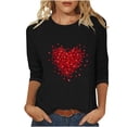 thumbnail image 1 of KIHOUT New Arrivals Fashion Tops Womens Valentine's Day Shirts 3/4 Sleeves Blouse Round Neck Heart Printed Casual Top,Size S-3XL, 1 of 5