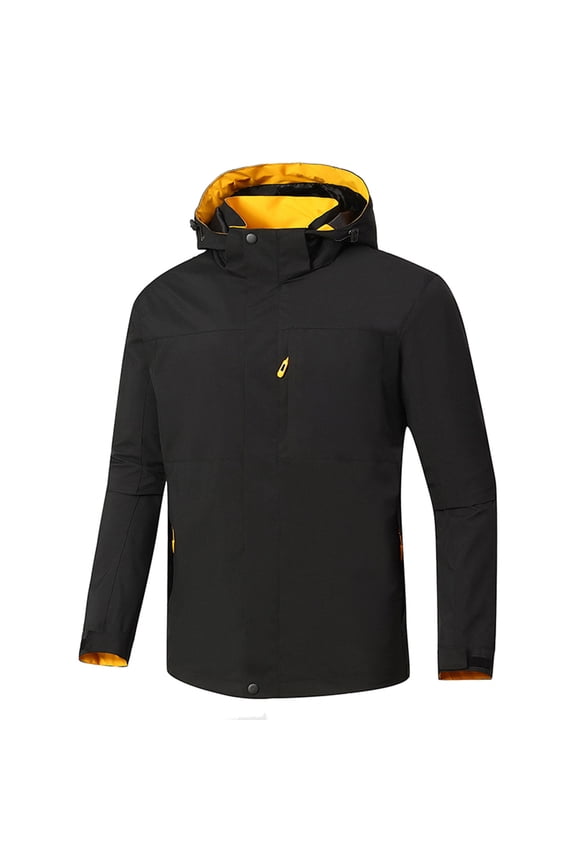 New Arrivals Mans Rain Jackets Colorblock Water Resistance Pockets Hooded Outdoor Windproof Coat