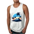 thumbnail image 1 of Awdenio New Arrivals Men's Athletic Tank Tops Coconut Tree Printing Round Neck Thin Strap Sleeveless Leakage Back Casual Sports T Shirts Vest, 1 of 5