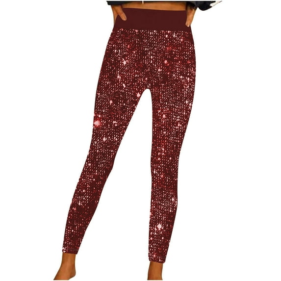 Awdenio New Arrivals Sequin Yoga Pants for Women Fashion Sparkly Glitter High Waist Slim Party Club Bling Trouser Leggings