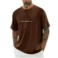 thumbnail image 1 of Awdenio New Arrivals Summer Mens T-shirts Clearance, Men Print Round Neck Casual Fashion Short Sleeve Round-Neck Blouses Shirts, Fathers Day Gifts Brown L, 1 of 4