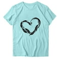 thumbnail image 1 of Awdenio New Summer Fashion Tops for Women 2024, Ladies Fashion Print Tops Short Sleeve Out Blouse Funny Round Neck T-Shirt Tops Light Blue 2XL, 1 of 3