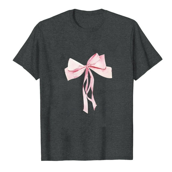 Awdenio New Summer Fashion Tops for Women 2024, Ladies Summer Sexy Regular Print Regular Ladies Round Neck Short Sleeves Top Gray 2XL