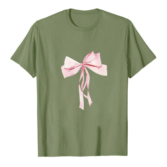 Awdenio New Summer Fashion Tops for Women 2024, Ladies Summer Sexy Regular Print Regular Ladies Round Neck Short Sleeves Top Green 3XL