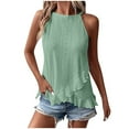 thumbnail image 1 of Awdenio New Summer Fashion Tops for Women 2024, Summer Ladies Solid Color RoundNeck Pocket Sleeveless Casual Tee Tops Tank Green XL, 1 of 9
