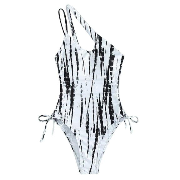 Awdenio One Piece Swimsuit for Women Ladies Fashion Tie-dyed Print Tight Fitting Elastic Hollow Out Sexy Ladies One-piece Swimsuit
