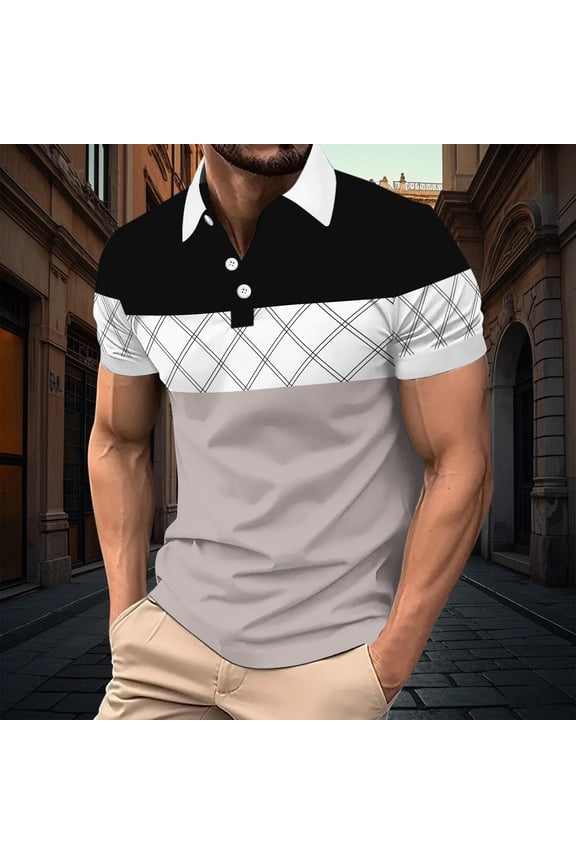 Oversized Tshirts For Men Short Sleeve Fashion Golf Shirt Classic Striped Slim Fit T-Shirts