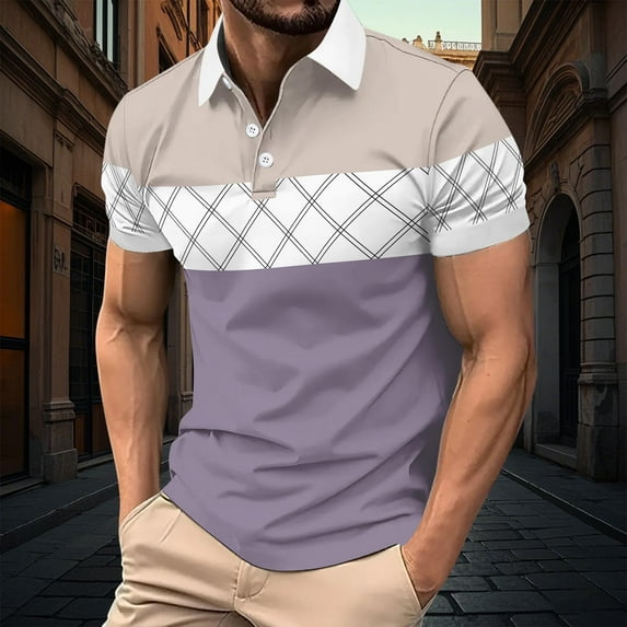 Awdenio Oversized Tshirts For Men Short Sleeve Fashion Golf Shirt Classic Striped Slim Fit T-Shirts