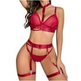 thumbnail image 1 of Awdenio Pajamas for Women Clearance Sexy Women 3PCS Lingerie Suit Perspective Temptation Babydoll Underwear Garter Belt Panties Underpants Sleepwear, 1 of 9
