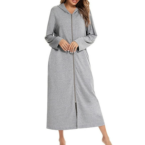 Awdenio Pajamas for Women Plus Size Fire , Women's Casual Winter Leng Bathrobe Home Clothes Hood Long Sleeve Dress