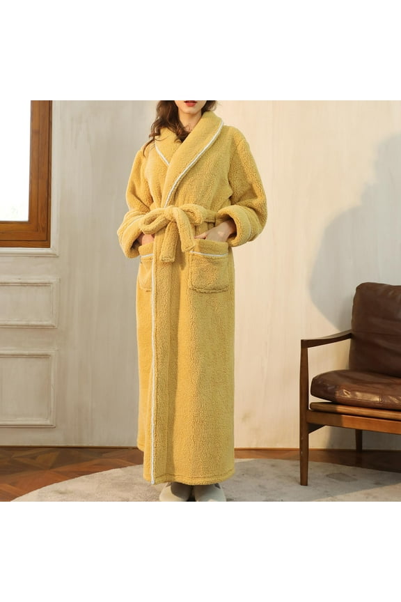 Pajamas for Women Plus Size Fire , Womens Solid Bandage Robe Bathrobe Gown Pajamas Long Sleepwear Pocket Waistband+Belts