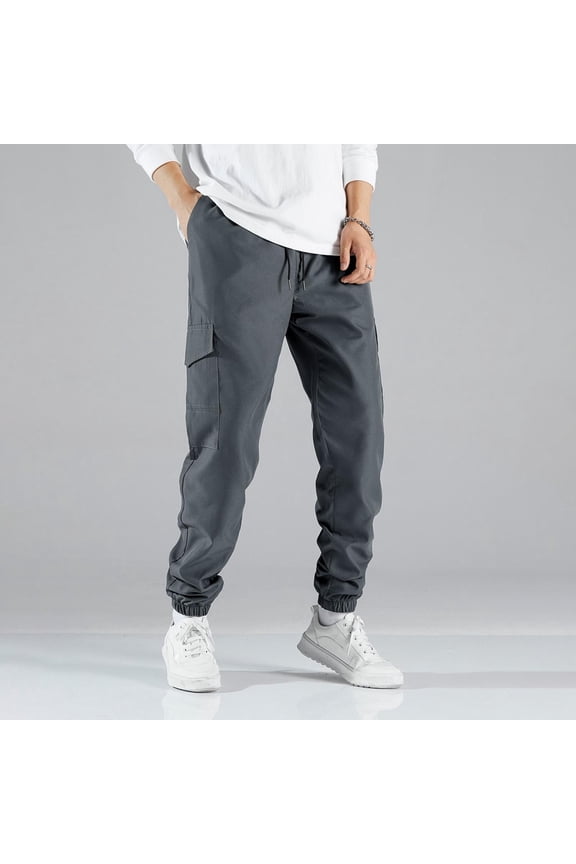 Pants for Men Cargo Pants Joggers Drawstring Elastic Waist Casual Pant Husky Hiking Athletic Pants