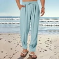 thumbnail image 1 of Awdenio Pants for Men High Waisted Wide Leg Capri Elastic Waist Casual Beach Flowy Cropped Summer Capris Pants, 1 of 6