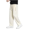 thumbnail image 1 of Awdenio Pants for Men Letter Graphic Sweatpants Drawstring Waisted Wide Leg Pants Casual Trousers, 1 of 6